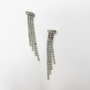 Rhinestone Crystal Fringe Dangle Drop Earrings Evening Fancy Formal Jewelry